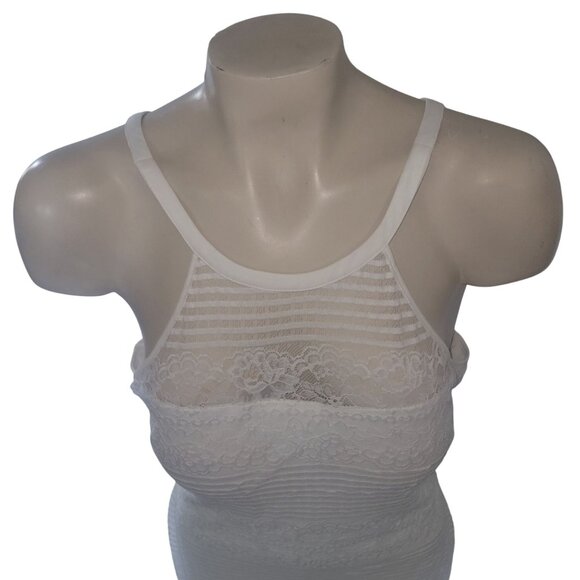 GUESS White Lace Halter Mini Dress‎ Striped Floral Pattern Sheer Back S Sexy - Picture 2 of 9